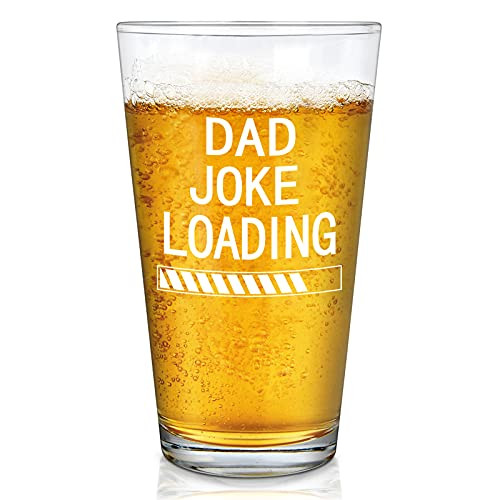 Funny Dad Beer Glass - Dad Joke Loading Beer Pint Glass 15Oz, Fathers Day Beer Glass Gift for Dad, New Dad, Papa, Father, Stepdad, Novelty Christmas, Birthday, Gag Gift from Daughters Sons Kids Wife