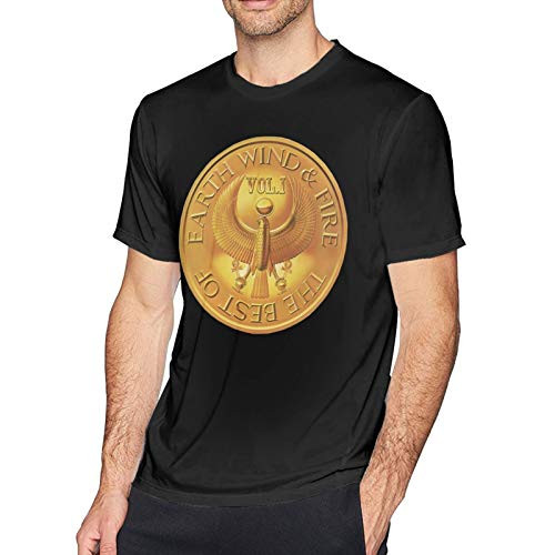Earth Wind  and  Fire Mens Short Sleeve T-Shirt Casual Tops Tee Classic Fit Basic Shirts XXL Black