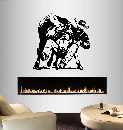 Wall Vinyl Decal Home Decor Art Sticker Rodeo Bull Rider Cowboy Western Sport Boy Man Any Room Removable Stylish Mural Unique Design 176