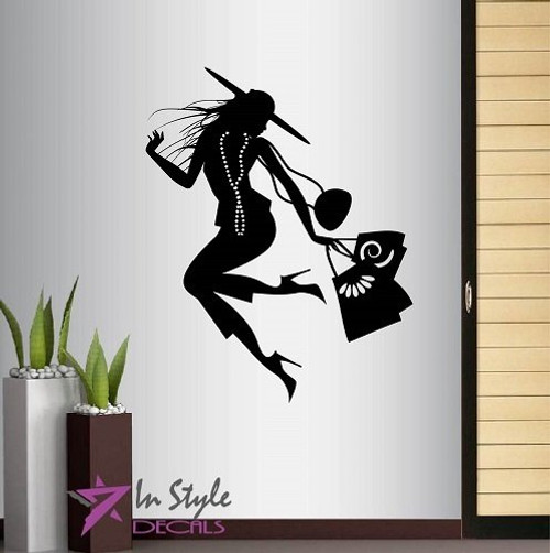 Wall Vinyl Decal Home Decor Art Sticker Beautiful Girl Woman with Shopping Bags Dance Fashion Boutique Shop Room Removable Stylish Mural Unique Design 2334 Wall Vinyl Decal Home Decor Art Sticker Beautiful Girl Woman with Shopping Bags Dance Fashion Boutique Shop Room Removable Stylish Mural Unique Design 2334