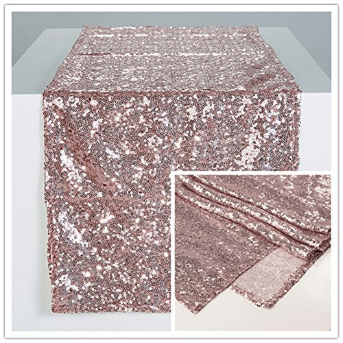Zdada 5PCS 12 by 96-Inch Rose Gold Sequin Table Runner For Wedding/Christmas