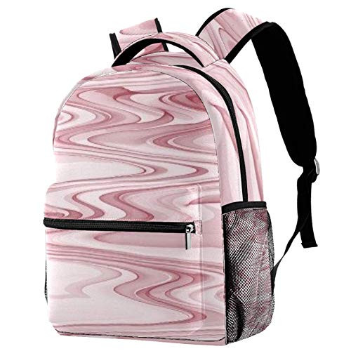 Inhomer Travel Hiking Backpack Rucksack Casual Daypack Student School College Bags for Teen Girls Boys Pink Ripples