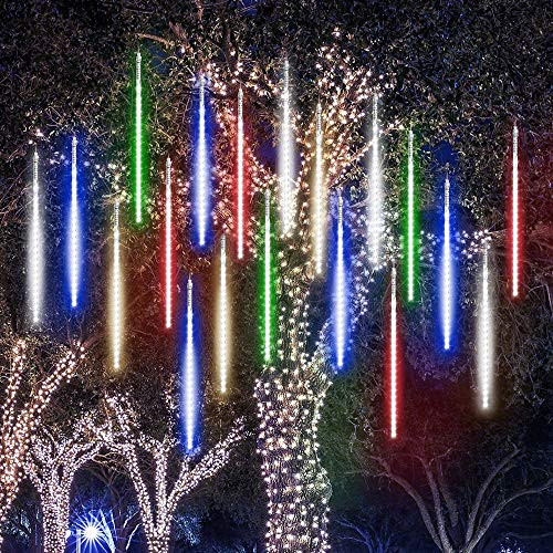 Meteor Shower Raindrop Lights,SHONCO 50CM 10 Tubes 540 LED Meteor Lights Waterproof Snow Falling Icicle Lights Outdoor Cascading String Lights for Garden Party Wedding Christmas Tree Patio -Colored-
