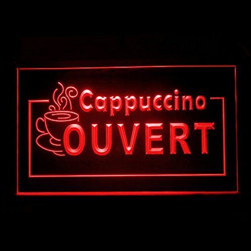 110225 OUVERT Cappuccino Coffee Cafe Brew Display LED Light Neon Sign