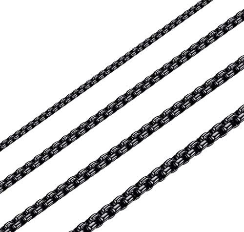 Bowisheet 2-7MM Black Square Rolo Chain Stainless Steel Round Box Necklace Men Women Jewelry -32, Stainless-Steel, 2mm Wide, Black- Bowisheet 2-7MM Black Square Rolo Chain Stainless Steel Round Box Necklace Men Women Jewelry -32, Stainless-Steel, 2mm Wide, Black-