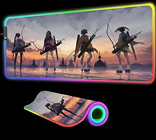 Mouse Pads Japanese Aircraft Carrier Akagi Gaming Mouse Pad RGB Keyboard LED Carpet USB Backlight Game Room Accessories Pad PC XXL 24 inch x12 inch