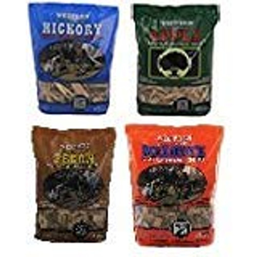 Western BBQ Smoking Wood Chips Variety Pack Bundle (4) Apple, Hickory, Mesquite and Pecan Flavors