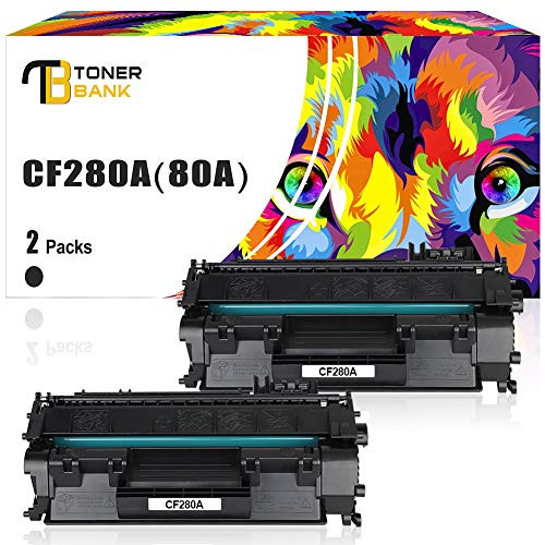 Toner Bank Compatible Toner Cartridge Replacement for HP 80A CF280A CF280X Toner Cartridge for HP Laserjet Pro 400 MFP M401n M401dne M425dn M425dw M401d M401dw M401a M401dn M401 M425 Printer - 2 Pack