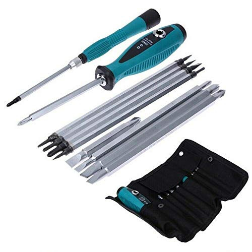 vivaBKK Screwdriver Set Magnetic Precision Phillips Slotted Star Bits Repair Tool Kit with Carry  and  Storage, Steel Bits Non-Slip Handle 10 Pcs