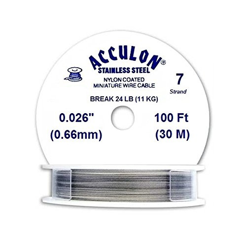 Acculon Nylon Coated Beading Wire Silver 7 Strand 0.66mm 30 meters Spool