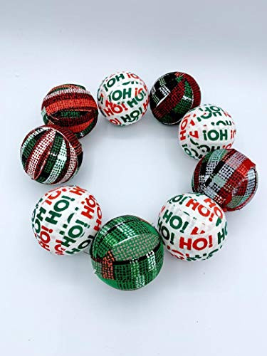 Ho Ho Ho plaid fabric wrapped holiday balls- red green white bowl filler Christmas set