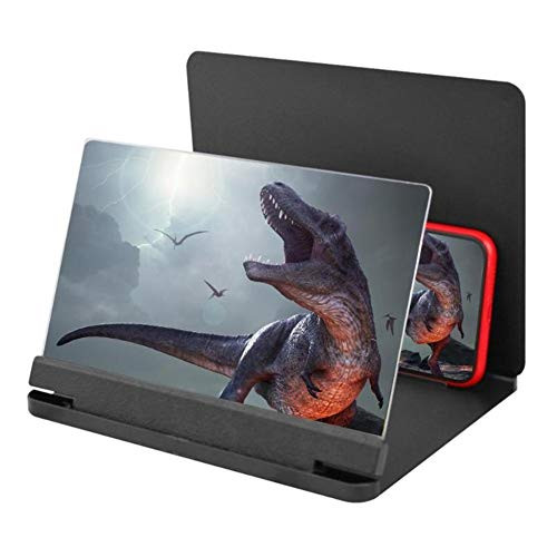 Mobile Phone 3D Screen Video Magnifier 12 Inches Bracket Folding Enlarged Desktop Smartphone Movie HD Amplifying Projector Stand,Compatible with Any Smartphones -Color : Black-