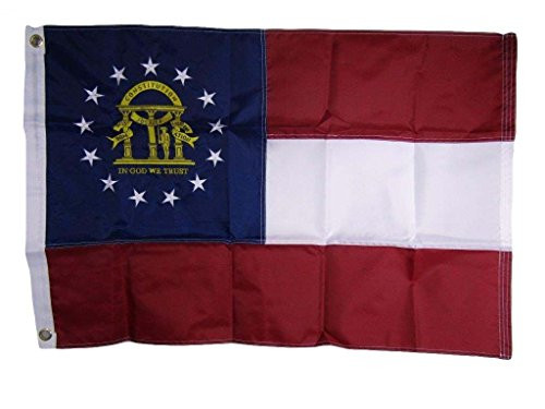 2x3 Embroidered State of Georgia GA 210D Sewn Nylon Flag 2'x3' 2 clips PREMIUM Vivid Color and UV Fade BEST Garden Outdor Decor Resistant Canvas Header and polyester material FLAG 2x3 Embroidered State of Georgia GA 210D Sewn Nylon Flag 2'x3' 2 clips PREMIUM Vivid Color and UV Fade BEST Garden Outdor Decor Resistant Canvas Header and polyester material FLAG