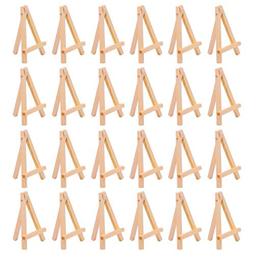 Wood Display Easel 6 Inch Wood Tripod Easel Photo Painting Display Holder Stand Wooden Artist Easel, 12 Pack