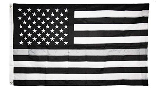 AES 3x5 Embroidered Sewn American USA Thin Grey Line 220D Nylon Flag w/Clips Grommets Banner Grommets Double Stitched Fade Resistant Premium Quality