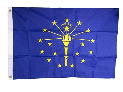 AES 2x3 Embroidered State of Indiana in 210D Sewn Nylon Flag 2'x3' 2 Clips Banner Grommets Double Stitched Fade Resistant Premium Quality AES 2x3 Embroidered State of Indiana in 210D Sewn Nylon Flag 2'x3' 2 Clips Banner Grommets Double Stitched Fade Resistant Premium Quality