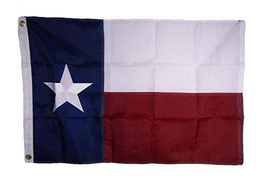 AES 2x3 Embroidered State of Texas TX 210D Sewn Nylon Flag 2'x3' 2 Clips Banner Grommets Double Stitched Fade Resistant Premium Quality