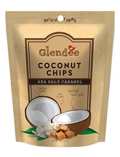 Glendee Toasted Coconut Chips, Caramel Sea Salt, 1.41 Ounce Bags