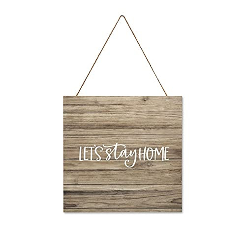 by Unbranded Let's Stay Home, Let's Stay Home Wood Sign Design, Farmhouse Sign Design, Files Sayings? Wall Decorations for Living Room,Farmhouse Wall Decor Wood Sign 12x12x0.2 inch
