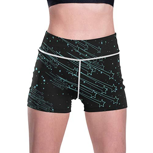 Yoga Shorts for Women,Marvellous Starfall Unique Meteor Shower Women's Athletic Shorts Yoga Workout Running Short