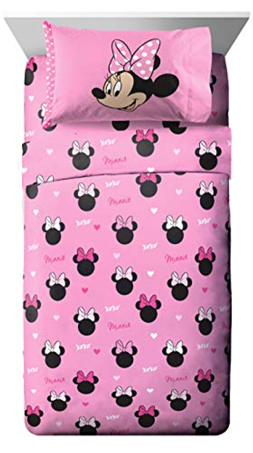 Jay Franco Disney Minnie Mouse Hearts N Love Full Sheet Set - 4 Piece Set Super Soft and Cozy Kids Bedding Features - Fade Resistant Microfiber Sheets -Official Disney Product- Jay Franco Disney Minnie Mouse Hearts N Love Full Sheet Set - 4 Piece Set Super Soft and Cozy Kids Bedding Features - Fade Resistant Microfiber Sheets -Official Disney Product-