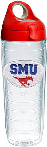 Tervis 1232597 Smu Mustangs Logo Insulated Tumbler with Emblem and Red with Gray Lid, 24oz Water Bottle, Clear