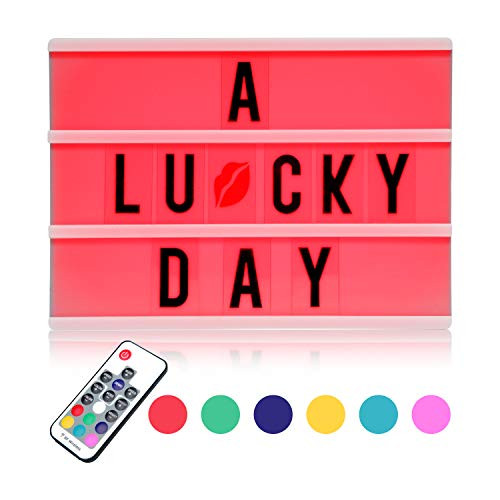 7 Colours Changing Cinematic Light Up Box with 120 Letters, ME456 A4 Size RGB LED Message Cinema Sign with Wireless Remote Control