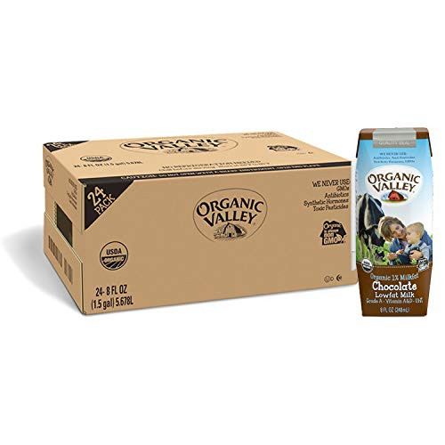 Organic Valley, Chocolate Milk Boxes, Shelf Stable 1 percent Milk, Healthy Snacks, 8oz -Pack of 24- Organic Valley, Chocolate Milk Boxes, Shelf Stable 1 percent Milk, Healthy Snacks, 8oz -Pack of 24-