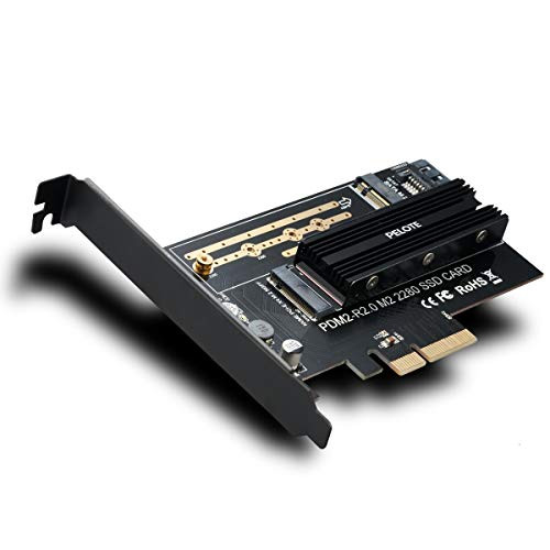 Dual Port NGFF M.2 B + M Key SSD to PCI-E 4X Adapter Card with Aluminum Heatsink M.2 SSD NVME (m Key) or SATA (b Key) to PCI-e 3.0 x 4 Host Controller Expansion Card