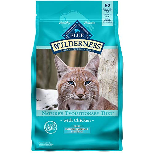 Blue Buffalo Wilderness High Protein, Natural Adult Indoor Hairball Control Dry Cat Food, Chicken 5-lb