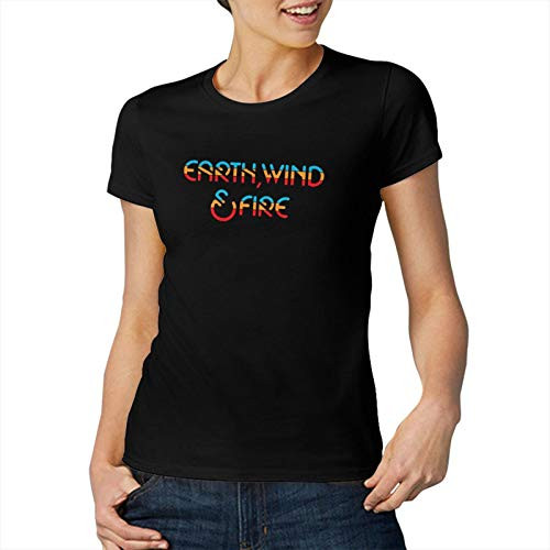 Earth Wind  and  Fire Women T Shirt Unique Summer Round Neck Tops Short Sleeve T-Shirt Black