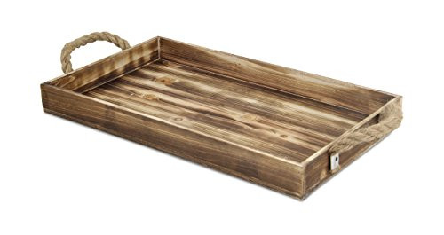 Cheung's FP-4023 Wooden Rectangular Tray with Rope Side Handles