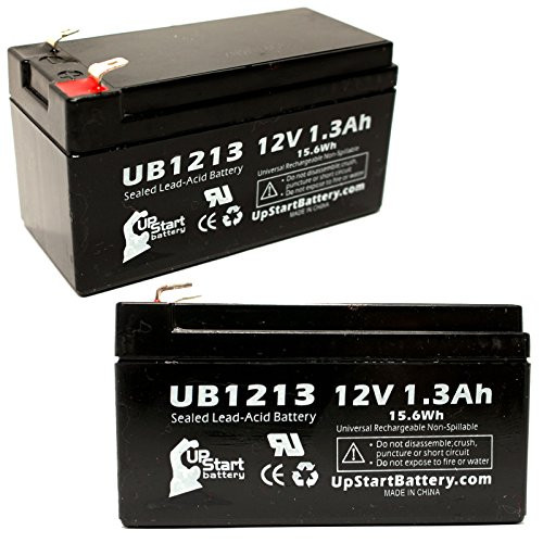 2X Pack - UB1213 Universal Sealed Lead Acid Battery Replacement -12V, 1.3Ah, 1300mAh, F1 Terminal, AGM, SLA- - Includes 4 F1 to F2 Terminal Adapters - Compatible w/CSB/Prism GH1213, Werker WKA12-1.3F