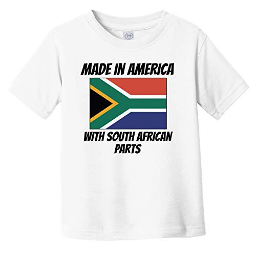 Made in America with South African Parts South Africa Flag Funny Infant Toddler T-Shirt, 3T White