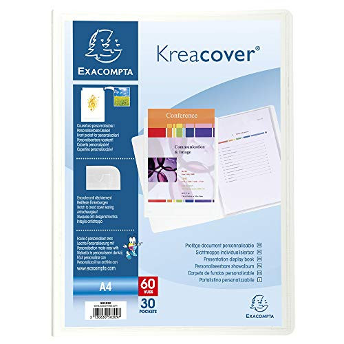 Exacompta Kreacover Opaque Rigid PP Display Book, A4, 30 Pockets - White