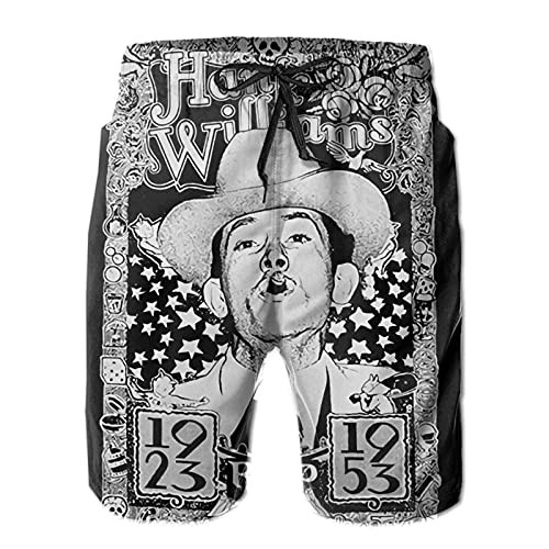 Hank Williams Beach Shorts Mens Quick Dry Board Shorts Fashion Elastic Waist Swim Trunks with Pockets White Hank Williams Beach Shorts Mens Quick Dry Board Shorts Fashion Elastic Waist Swim Trunks with Pockets White