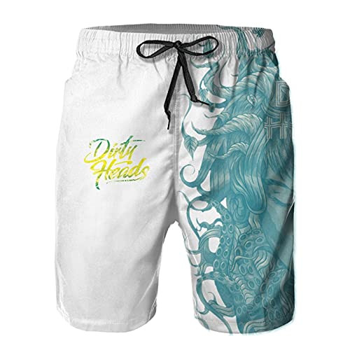 Dirty Heads Beach Shorts Men Quick Dry Board Shorts Fashion Elastic Waist Swim Trunks with Pockets White Dirty Heads Beach Shorts Men Quick Dry Board Shorts Fashion Elastic Waist Swim Trunks with Pockets White