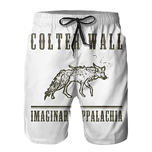 Colter Wall Imaginary Appalachia Beach Shorts Man Quick Dry Board Shorts Athletic Elastic Waist Beach Pants with Pockets White