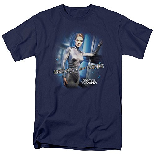 Star Trek Voyager Seven of Nine Adult Navy T-Shirt Tee Shirt, XL