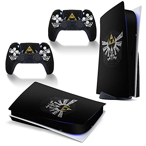 PS5 console controller skin sticker Legend of Zelda Emblem PlayStation 5 full body vinyl skin sticker protection decal-Disk version-
