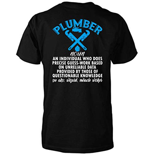 Plumber Definition Gift Funny Plumbing Job -Black - L- T-Shirt