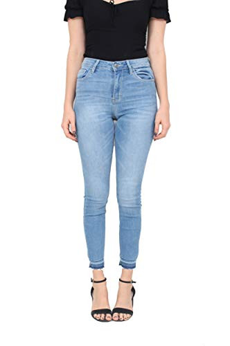 Cello Jeans Women  High Rise Crop Skinny Jeans with Release Hem 11 Light Denim