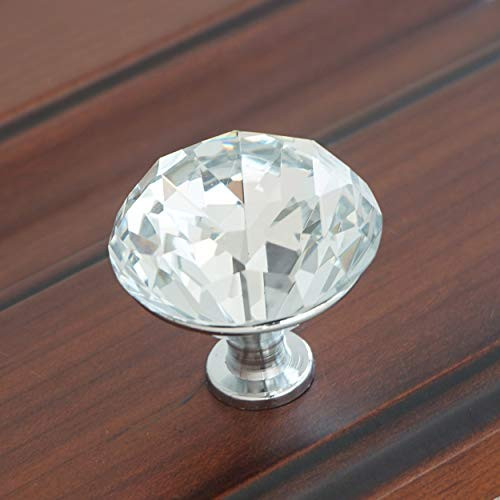 Clear Crystal Cabinet Knobs and Pulls Silver Crystal Cabinet Pulls Chrome Drawer Pulls -Small Knob-
