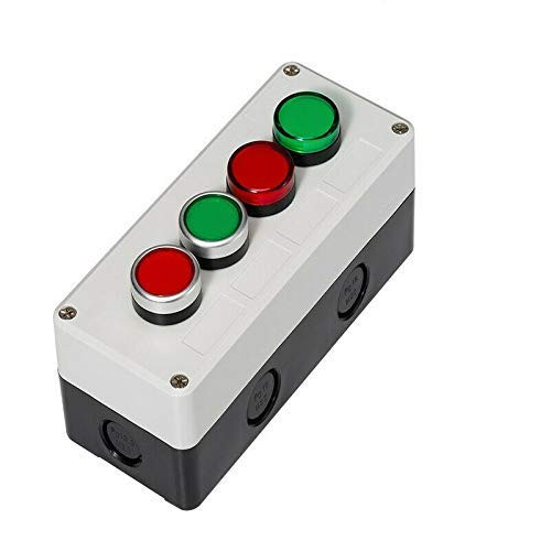 Push-button control station, 4 Stop/Start switches mushroom push-button switch -pack of 1-2 automatic return  plus 2 LEDs-