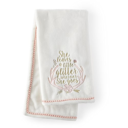 Levtex Baby Delia Blush and Gold Woodland Feathers Pink Blanket