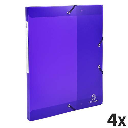 Exacompta A4 25 mm Spine Chromaline Translucent Elasticated Filing Box - Purple -Pack of 4-