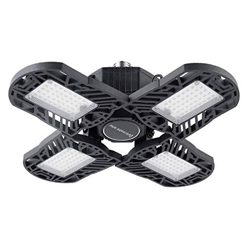 LED Garage Lights, 100W Deformable LED Garage Ceiling Lights with Four Adjustable Panels, 6500K Daylight, 10000LM E26 LED Shop Lights for Garage, Basement, Barn, High Bay Light, Warehouse