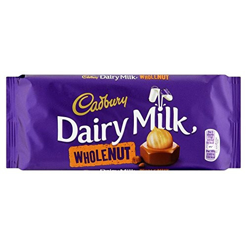 Cadbury Dairy Milk Chocolate Whole Nut Bar (120g) - Pack of 6 Cadbury Dairy Milk Chocolate Whole Nut Bar (120g) - Pack of 6