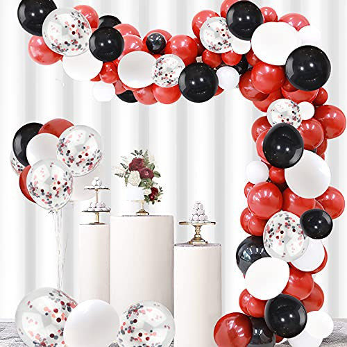 Black Red Balloons Garland Kit - 120Pcs White and Red Black Confetti Latex Balloons with 16ft Arch Strip 100 Dot Glue for Wedding Baby Shower Birthday Graduation Party Decorations Supplies Black Red Balloons Garland Kit - 120Pcs White and Red Black Confetti Latex Balloons with 16ft Arch Strip 100 Dot Glue for Wedding Baby Shower Birthday Graduation Party Decorations Supplies