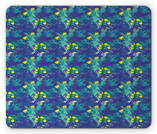 Lunarable Paint Mouse Pad- Handwork Random Paint Splatters and Blemishes Made by Hand- Rectangle Non-Slip Rubber Mousepad- Standard Size- Dark Lavender Yellow